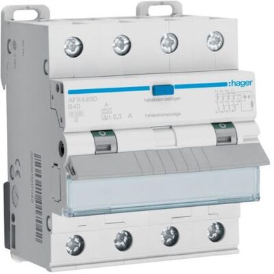 Hager, Schutzschalter, HAG AFX440D FI-LS 4P 10kA B-40A 300mA A Hager, Schutzschalter, HAG AFX440D FI-LS 4P 10kA B-40A 300mA A