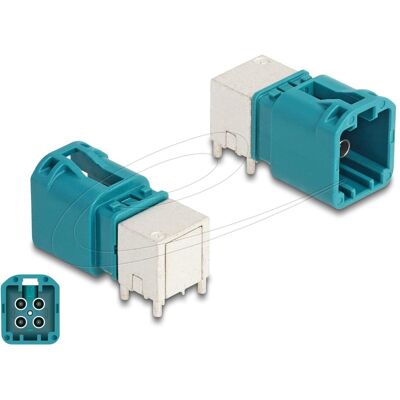 Delock Mini FAKRA Z Stecker quad gewinkelt B-Typ PCB, Elektronikkabel + Stecker, Blau, Weiss Delock Mini FAKRA Z Stecker quad gewinkelt B-Typ PCB, Elektronikkabel + Stecker, Blau, Weiss