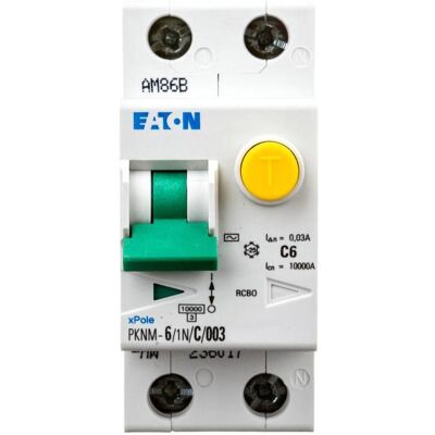 Eaton 6/1N/c/003-MW Fehlerstromschutzschalter - 2P 6A 30mA Typ AC Eaton 6/1N/c/003-MW Fehlerstromschutzschalter - 2P 6A 30mA Typ AC