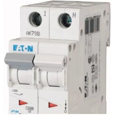 Eaton, Schutzschalter, Automatsikring, 2 Polet, 16A, C-Karakteristik, 10 kA, 230 V, bredde 2 moduler Eaton, Schutzschalter, Automatsikring, 2 Polet, 16A, C-Karakteristik, 10 kA, 230 V, bredde 2 moduler