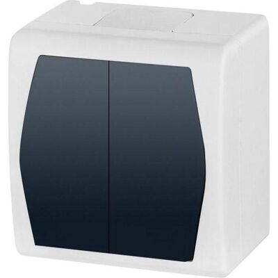 Elektro-Plast, Lichtschalter + Storenschalter, SWITCH HERMES 2 1002-01 WHITE GREY Elektro-Plast, Lichtschalter + Storenschalter, SWITCH HERMES 2 1002-01 WHITE GREY