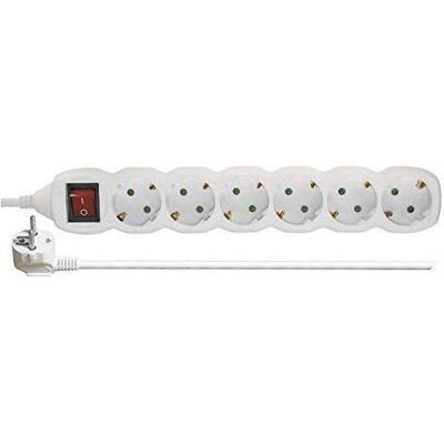 Emos, Steckdosenleiste, Verlängerungskabel – 6 Steckdosen – 10 A – 2 m – mit Schalter – weiss (6x, CEE 7/3) Emos, Steckdosenleiste, Verlängerungskabel – 6 Steckdosen – 10 A – 2 m – mit Schalter – weiss (6x, CEE 7/3)