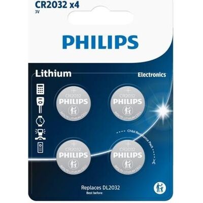 Philips Lithium CR2032 3.0V coin 4-blister (4 Stk.), Batterien + Akkus Philips Lithium CR2032 3.0V coin 4-blister (4 Stk.), Batterien + Akkus