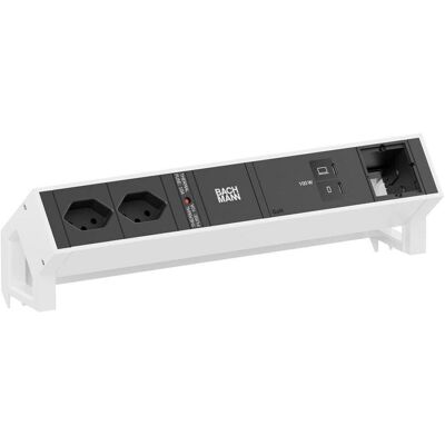 Bachmann, Steckdosenleiste, DESK2 2xCH 90° 1xUSB C/C 100W 1xCM 0,2m RAL9010 (2x, Typ 13, USB-C) Bachmann, Steckdosenleiste, DESK2 2xCH 90° 1xUSB C/C 100W 1xCM 0,2m RAL9010 (2x, Typ 13, USB-C)