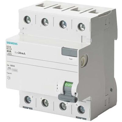 Siemens Siemens Schutzschalter - 5SV4347-0MB 4-polig Typ AC 80A 30mA - FI-Schutzschalter Siemens Siemens Schutzschalter - 5SV4347-0MB 4-polig Typ AC 80A 30mA - FI-Schutzschalter