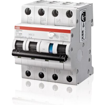 ABB, Schutzschalter, DS203NCA-B16/0,03 FI/LS-Schalter DS203NCA-B16/0,03 6kA, 3P+N, Typ A, B 16, 3 ABB, Schutzschalter, DS203NCA-B16/0,03 FI/LS-Schalter DS203NCA-B16/0,03 6kA, 3P+N, Typ A, B 16, 3