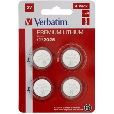Verbatim CR2025 - Einwegbatterie - CR2025 - Lithium - 3 V - 4 Stück(e) - Silber (4 Stk., CR2025, 160 mAh), Batterien + Akkus Verbatim CR2025 - Einwegbatterie - CR2025 - Lithium - 3 V - 4 Stück(e) - Silber (4 Stk., CR2025, 160 mAh), Batterien + Akkus