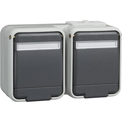 Schneider Electric 445449 - Aufputz 2-Fach Steckdose, Grau Schneider Electric 445449 - Aufputz 2-Fach Steckdose, Grau
