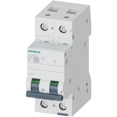 Siemens Schutzschalter, SIEM 5SL6206-6 Leitungsschutzschalter 400V 6kA, 2pol. B, 6A Siemens Schutzschalter, SIEM 5SL6206-6 Leitungsschutzschalter 400V 6kA, 2pol. B, 6A