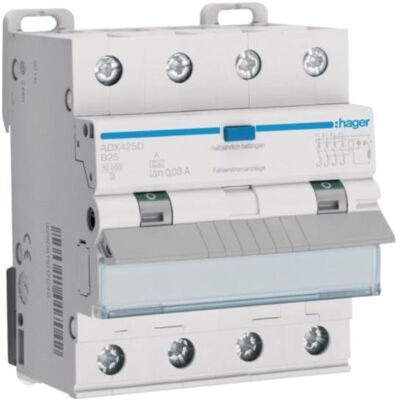 Hager ADX425D - Schutzschalter 4-polig, 10kA B-25A 30mA - Schutzschalter Hager ADX425D - Schutzschalter 4-polig, 10kA B-25A 30mA - Schutzschalter