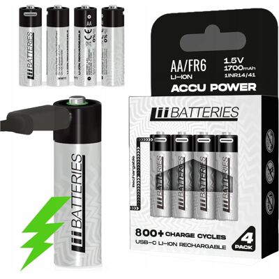 LiiBateries Liibatteries Akumulatory Li-On Typu AA 4szt (4 Stk., AA, 1700 mAh), Batterien + Akkus LiiBateries Liibatteries Akumulatory Li-On Typu AA 4szt (4 Stk., AA, 1700 mAh), Batterien + Akkus