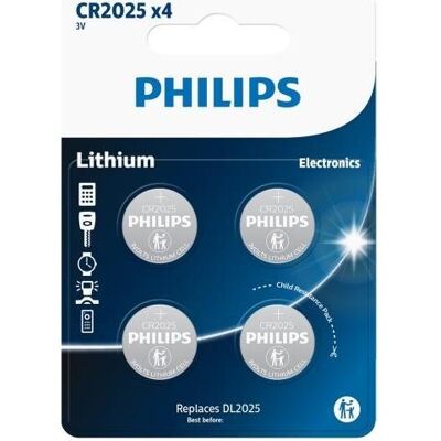 Philips knapcellebatteri lithium CR2025 4-pak - 2272839 (4 Stk.), Batterien + Akkus Philips knapcellebatteri lithium CR2025 4-pak - 2272839 (4 Stk.), Batterien + Akkus