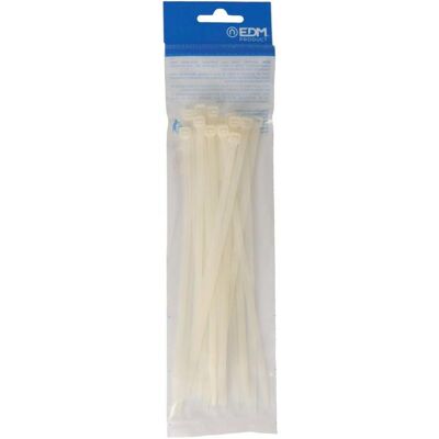 EDM, Kabelbinder, Natürliche Krawatten 200x4,8mm aus hochwertigem Nylon (Blister 25 Stk.) (200 mm, 25 Stk.) EDM, Kabelbinder, Natürliche Krawatten 200x4,8mm aus hochwertigem Nylon (Blister 25 Stk.) (200 mm, 25 Stk.)