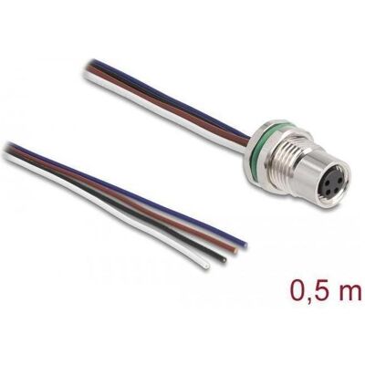 Delock M8 4 Pin Buchse für Panel mit offenen Kabeln A-kodiert, Elektronikkabel + Stecker, Schwarz Delock M8 4 Pin Buchse für Panel mit offenen Kabeln A-kodiert, Elektronikkabel + Stecker, Schwarz