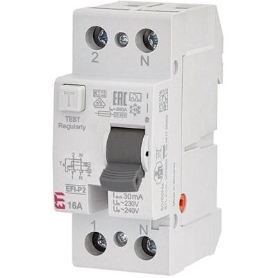 Eti Residual current relay EFI-P2 A, 2P, 16 A, 240 V, 30 mA, Relais Eti Residual current relay EFI-P2 A, 2P, 16 A, 240 V, 30 mA, Relais