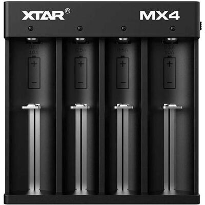 Ladegerät für Li-Ionen-/Ni-MH-Akkus XTAR MX4 (1 Stk., 14500, 16340, 18650, 20700, 21700, AA, AAA), Akku Ladegerät Ladegerät für Li-Ionen-/Ni-MH-Akkus XTAR MX4 (1 Stk., 14500, 16340, 18650, 20700, 21700, AA, AAA), Akku Ladegerät