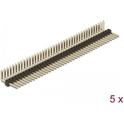 Delock Stiftleiste 40 Pin, Rastermass 1,27 mm, 1-reihig, gewinkelt, 5 Stück, Elektronikkabel + Stecker, Schwarz Delock Stiftleiste 40 Pin, Rastermass 1,27 mm, 1-reihig, gewinkelt, 5 Stück, Elektronikkabel + Stecker, Schwarz