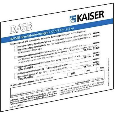 Kaiser 9473-91 Brandschutzschild - Trennwand Kaiser 9473-91 Brandschutzschild - Trennwand