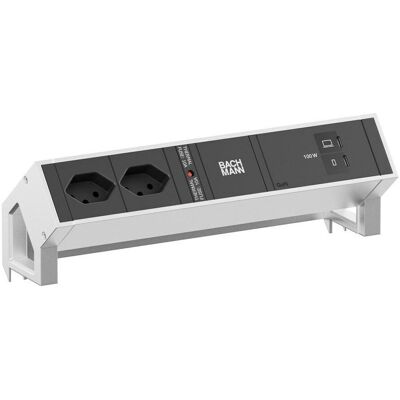 Bachmann, Steckdosenleiste, DESK2 2xCH 90° 1xUSB C/C 100W 0,2m INOX (2x, Typ 13, USB-C) Bachmann, Steckdosenleiste, DESK2 2xCH 90° 1xUSB C/C 100W 0,2m INOX (2x, Typ 13, USB-C)