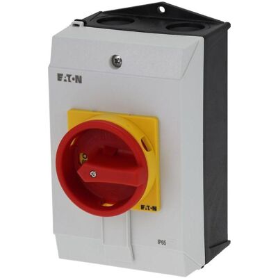Eaton, Systemstromversorgung, P1-40/I2/SVB EIN-AUS-Schalter mit NOT-Aus-Schalter 40A 690V 1 x 90° Grau, Schwarz, Rot, Gelb Eaton, Systemstromversorgung, P1-40/I2/SVB EIN-AUS-Schalter mit NOT-Aus-Schalter 40A 690V 1 x 90° Grau, Schwarz, Rot, Gelb