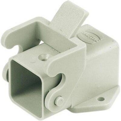 Harting HAN A Steckverbinder Chassisgehäuse Typ 3Aplastik, gewinkelte Aufbaumontage mit Verriegelun, Elektronikkabel + Stecker, Grau Harting HAN A Steckverbinder Chassisgehäuse Typ 3Aplastik, gewinkelte Aufbaumontage mit Verriegelun, Elektronikkabel + Stecker, Grau