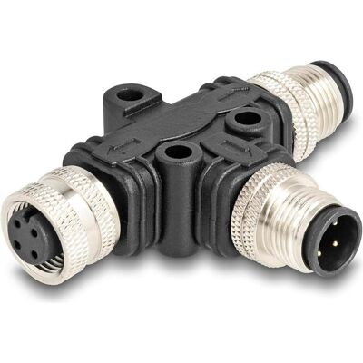 Delock M12 T-Splitter A-kodiert 4 Pin Stecker zu 1 x Stecker und 1 x Buchse Parallelschaltung, Elektronikkabel + Stecker, Schwarz Delock M12 T-Splitter A-kodiert 4 Pin Stecker zu 1 x Stecker und 1 x Buchse Parallelschaltung, Elektronikkabel + Stecker, Schwarz