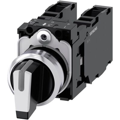 Siemens Schalter 3-Position - Beleuchtet - VERRASTEND - 22mm - Metall - Weiß - Kompakt - IP67/IP69K Siemens Schalter 3-Position - Beleuchtet - VERRASTEND - 22mm - Metall - Weiß - Kompakt - IP67/IP69K