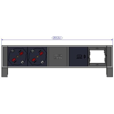 Bachmann, Steckdosenleiste, DESK2 2xP40 1xUSB C 30W 902.9901xCM 0.2m GST18 RAL9005 (2x, CEE 7/3) Bachmann, Steckdosenleiste, DESK2 2xP40 1xUSB C 30W 902.9901xCM 0.2m GST18 RAL9005 (2x, CEE 7/3)