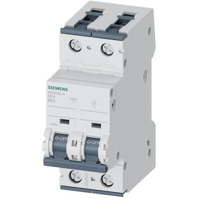Siemens Schutzschalter, SIEM 5SY62506 Leitungsschutzschalter 50A 400V 6kA 2-polig t= Siemens Schutzschalter, SIEM 5SY62506 Leitungsschutzschalter 50A 400V 6kA 2-polig t=