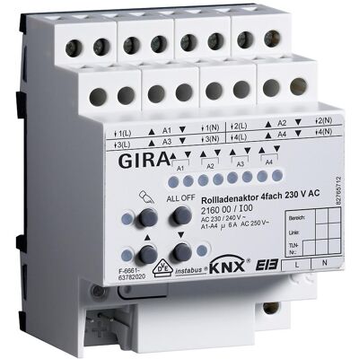 Gira 216000 KNX/EIB Rolladenaktor - 4-Kanal, 230V AC Gira 216000 KNX/EIB Rolladenaktor - 4-Kanal, 230V AC
