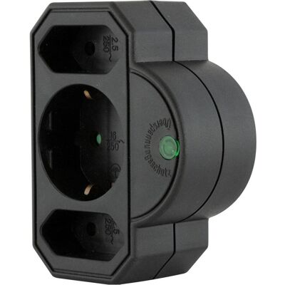 REV, Mehrfachstecker + Abzweigstecker, Steckdosenadapter 3-fach mit Überspannungsschutz, schwarz (CEE 7/16, CEE 7/3, CEE 7/4, 3x) REV, Mehrfachstecker + Abzweigstecker, Steckdosenadapter 3-fach mit Überspannungsschutz, schwarz (CEE 7/16, CEE 7/3, CEE 7/4, 3x)