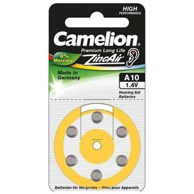 Camelion Zinc Air Celles 1.4V A10/ZL10, 6-pack, "no mercury" (6 Stk.), Batterien + Akkus Camelion Zinc Air Celles 1.4V A10/ZL10, 6-pack, "no mercury" (6 Stk.), Batterien + Akkus