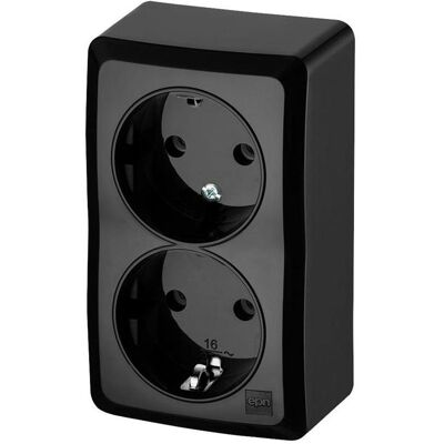 Elektro-Plast, Steckdose, Double Schuko Surface Socket Black Elektro-Plast, Steckdose, Double Schuko Surface Socket Black