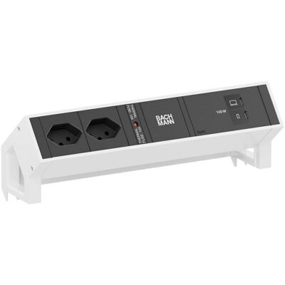 Bachmann, Steckdosenleiste, DESK2 2xCH 90° 1xUSB C/C 100W 0,2m RAL9010 (2x, Typ 13, USB-C) Bachmann, Steckdosenleiste, DESK2 2xCH 90° 1xUSB C/C 100W 0,2m RAL9010 (2x, Typ 13, USB-C)