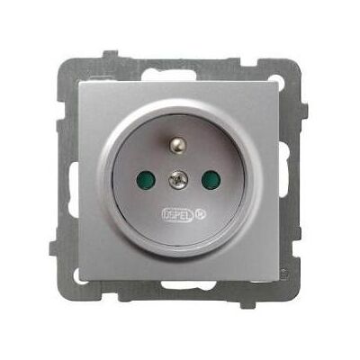 Ospel, Steckdose, Einzelne AS-Steckdose mit Erdung und Shuttern silber (GP-1GZP Ospel, Steckdose, Einzelne AS-Steckdose mit Erdung und Shuttern silber (GP-1GZP