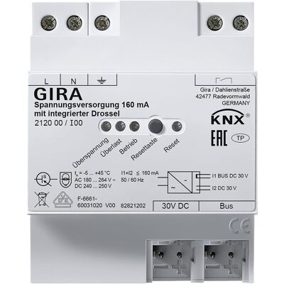 Gira 212000 - Netzteil, 160mA, mit Drossel - Netzteil Gira 212000 - Netzteil, 160mA, mit Drossel - Netzteil
