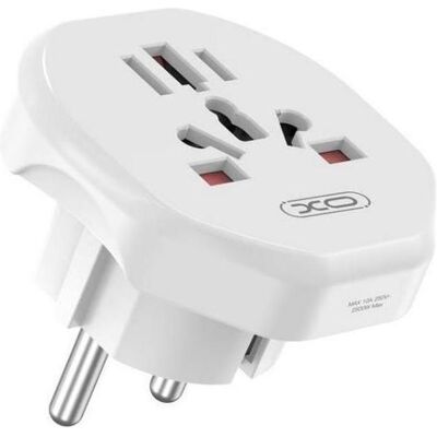 xO, Reiseadapter, WL23, UK to Europe, weiss xO, Reiseadapter, WL23, UK to Europe, weiss