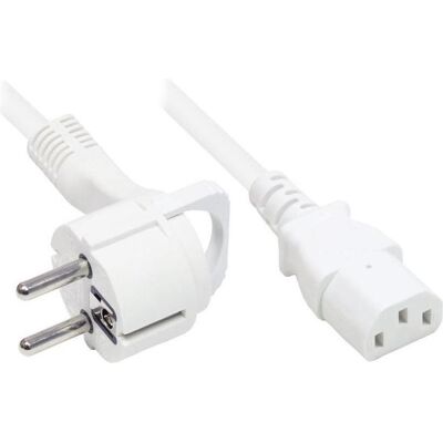 Varia, Verlängerungskabel, Netzkabel Schutzkontakt-Flachstecker Typ E+F (gewinkelt) an C13 (gerade), weiss, 0,75 mm², 1,5 m (1.50 m, CEE 7/7) Varia, Verlängerungskabel, Netzkabel Schutzkontakt-Flachstecker Typ E+F (gewinkelt) an C13 (gerade), weiss, 0,75 mm², 1,5 m (1.50 m, CEE 7/7)