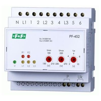 F&F PF-452 Phasenwechsler - 16A, DIN-Schiene, Einstellbarer Schwelle F&F PF-452 Phasenwechsler - 16A, DIN-Schiene, Einstellbarer Schwelle