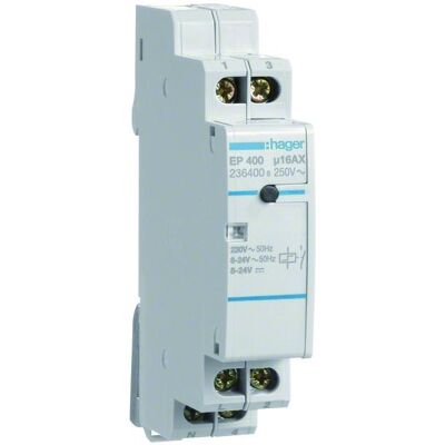 Hager HAG EP400 Fernschalter 8-230V 1S 16A 8-24VAC/DC u 230VAC, Relais Hager HAG EP400 Fernschalter 8-230V 1S 16A 8-24VAC/DC u 230VAC, Relais