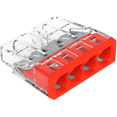 Wago, Kabelverbindung, COMPACT-Verbindungsdosenklemme 4-Leiter, Rot, 10 Stück, 2273-204 Wago, Kabelverbindung, COMPACT-Verbindungsdosenklemme 4-Leiter, Rot, 10 Stück, 2273-204