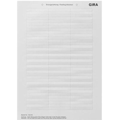 Gira 145300 - Beschriftungsbogen - PET-Folie A4 - Laserdruck Gira 145300 - Beschriftungsbogen - PET-Folie A4 - Laserdruck