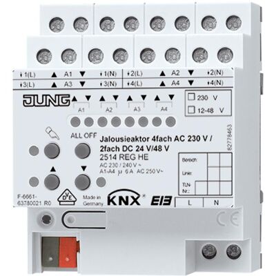 JUNG, Aktor, Jalousieausgang KNX REG 4f 6A Handbedien 2514REGHE (Rolladenaktor) JUNG, Aktor, Jalousieausgang KNX REG 4f 6A Handbedien 2514REGHE (Rolladenaktor)