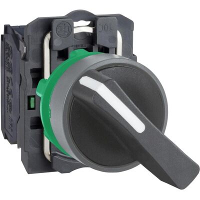 Schneider Electric Wahlschalter, komplett, Knebel lang, 2- XB5AJ21C0, Schalter + Taster, Schwarz, Grau Schneider Electric Wahlschalter, komplett, Knebel lang, 2- XB5AJ21C0, Schalter + Taster, Schwarz, Grau