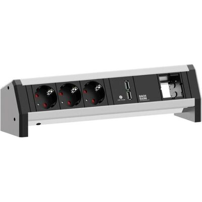 Bachmann DESK 3x Schutzkontakt 1x USB Charger 1x ABD GST18, Elektronikkabel + Stecker, Schwarz, Silber Bachmann DESK 3x Schutzkontakt 1x USB Charger 1x ABD GST18, Elektronikkabel + Stecker, Schwarz, Silber