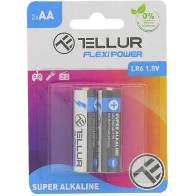 Tellur Flexi Power battery, Super Alkaline, AA LR6, 1.5V, 2 pcs/set (2 Stk., AA), Batterien + Akkus Tellur Flexi Power battery, Super Alkaline, AA LR6, 1.5V, 2 pcs/set (2 Stk., AA), Batterien + Akkus