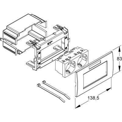 Niedax, Abzweigdose, Vork. Geräteeinbausystem, NV=250V/16A,Einbaubreite 138,5 mm Einsatz, RAL 9010 GE Niedax, Abzweigdose, Vork. Geräteeinbausystem, NV=250V/16A,Einbaubreite 138,5 mm Einsatz, RAL 9010 GE
