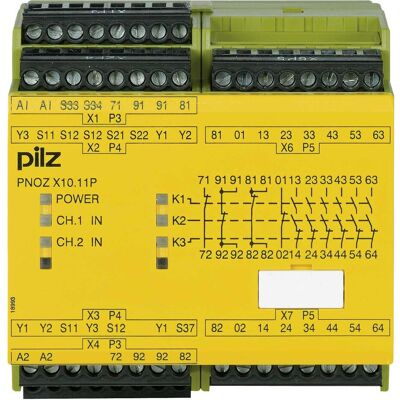 Pilz 777750 PNOZ X10.11P - 24VDC Sicherheitsrelais - 6NO 4NC - 6LED Pilz 777750 PNOZ X10.11P - 24VDC Sicherheitsrelais - 6NO 4NC - 6LED