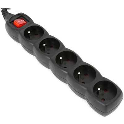 Omega Verlängerungskabel mit Erdung, 3 m, 16 A, 5 Steckdosen, Typ E, Schwarz (3 m), USB Kabel Omega Verlängerungskabel mit Erdung, 3 m, 16 A, 5 Steckdosen, Typ E, Schwarz (3 m), USB Kabel