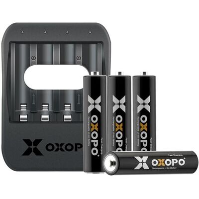 NoName Battery charger Oxopo for Li-ion incl. 4 AAA 550mah Li-ion (4 Stk., AAA, 550 mAh), Batterien + Akkus NoName Battery charger Oxopo for Li-ion incl. 4 AAA 550mah Li-ion (4 Stk., AAA, 550 mAh), Batterien + Akkus